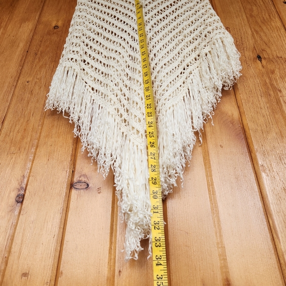 Vintage HAZEL Shawl Ivory Boho Knitted Tassel, OS - Picture 5 of 5